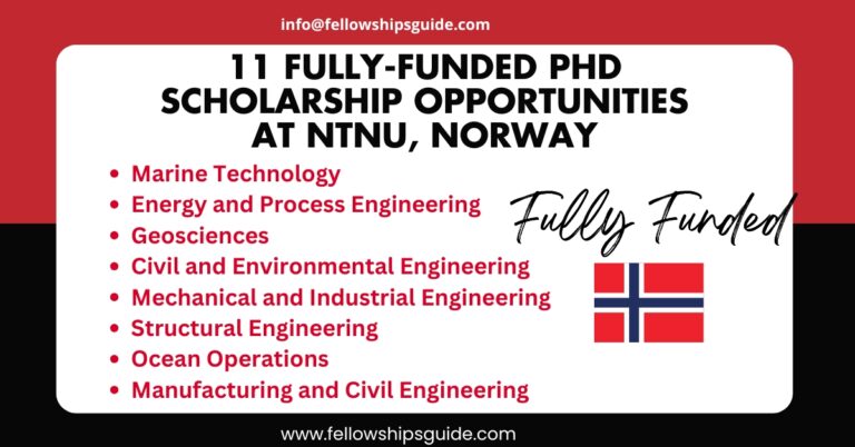 11 Fully-Funded PhD Scholarship Opportunities at NTNU, Norway