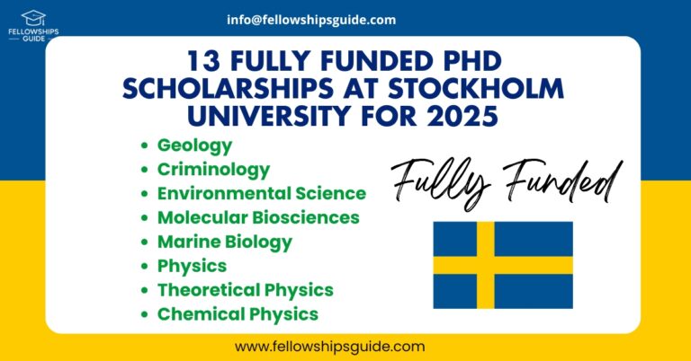 13 Fully Funded PhD Scholarships at Stockholm University for 2025