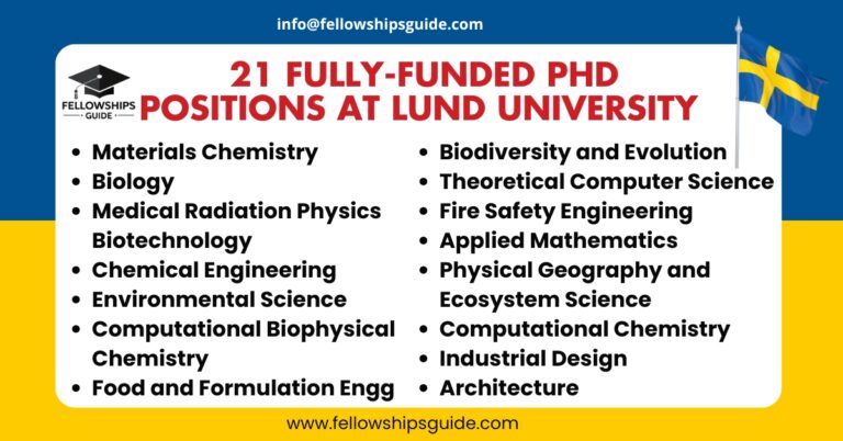 21 Fully-Funded PhD Positions at Lund University