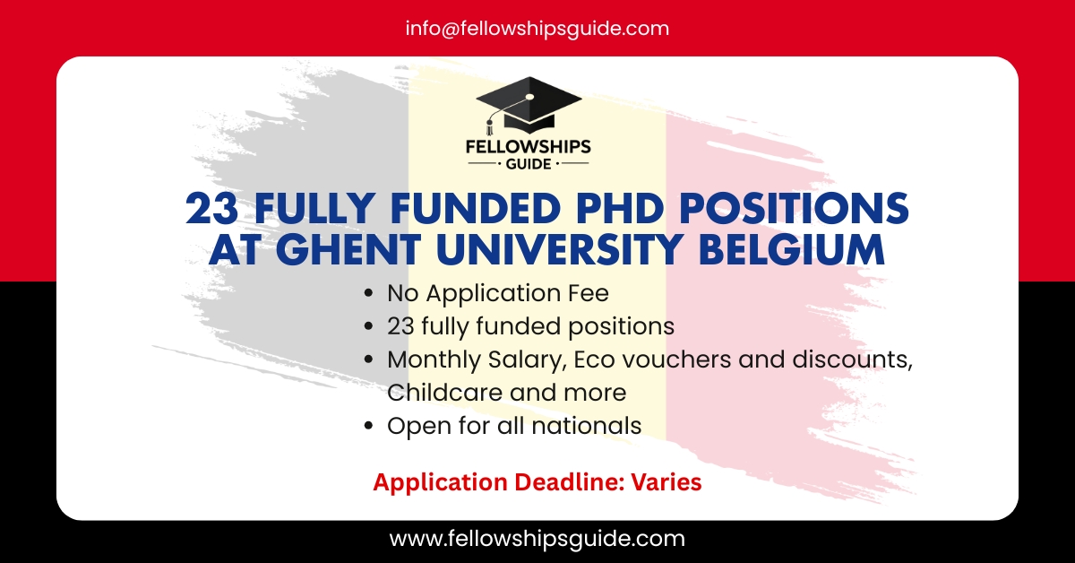 23 Fully Funded PhD Positions at Ghent University Belgium