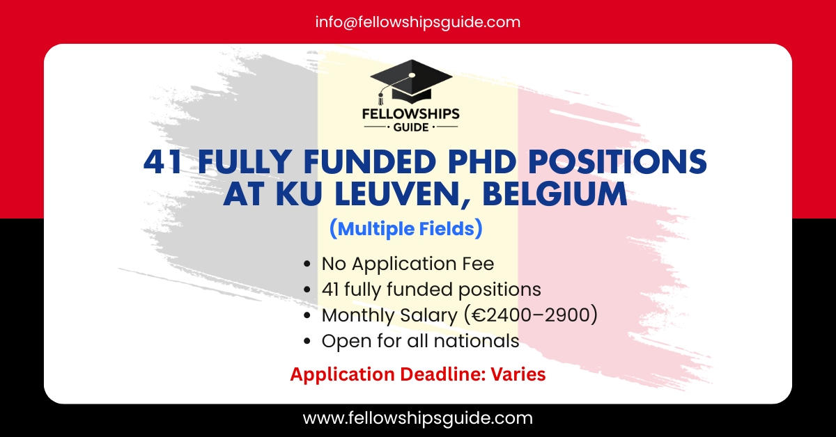 KU Leuven Offers 41 Fully Funded PhD Positions Across Multiple Fields
