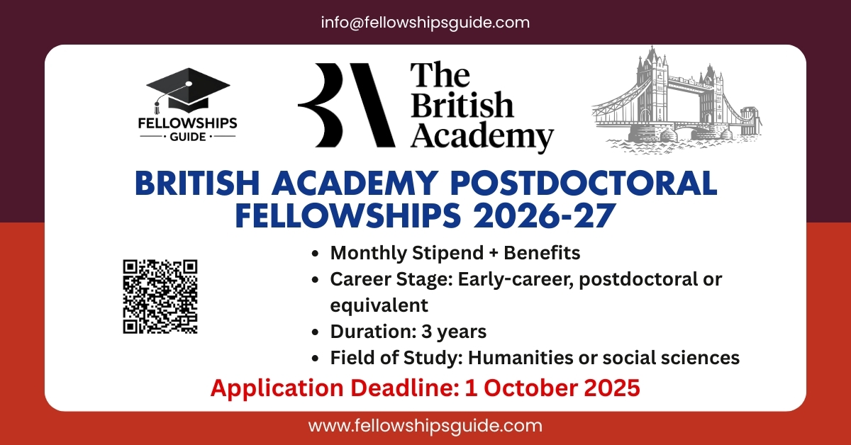 British Academy Postdoctoral Fellowships 2026-27 fully funded