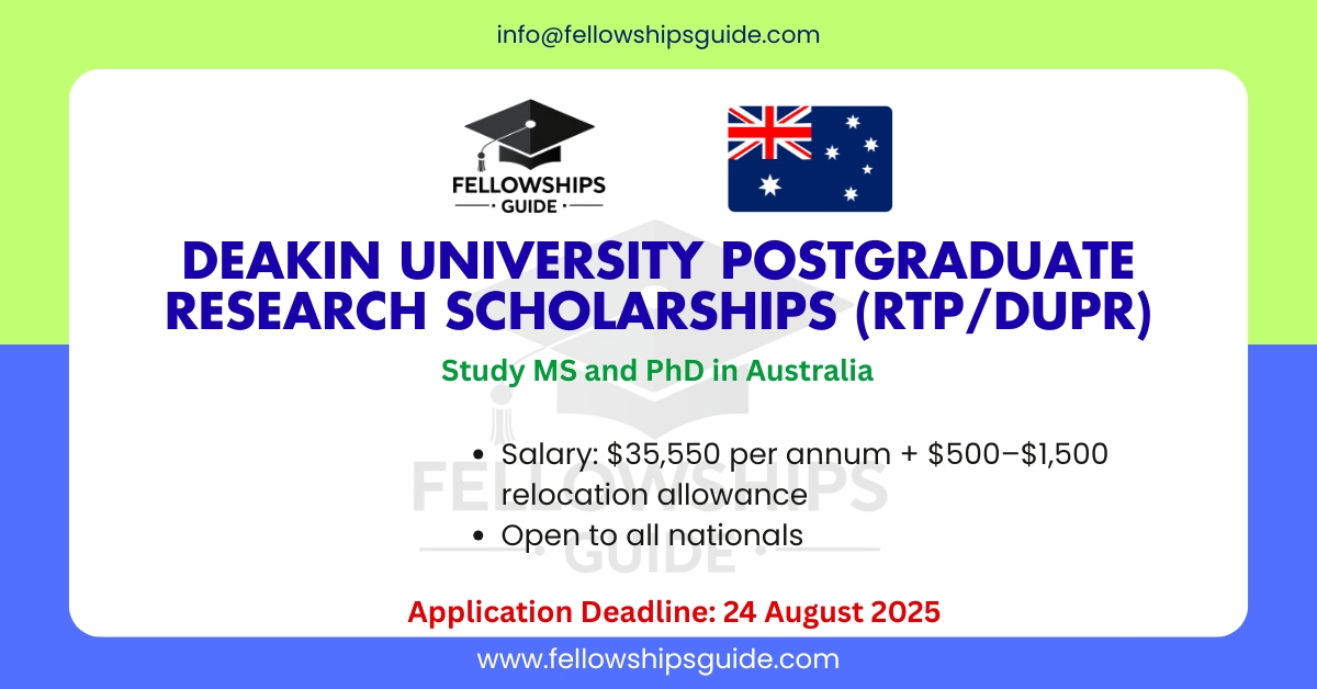 Deakin University Postgraduate Research Scholarships (RTP/DUPR)