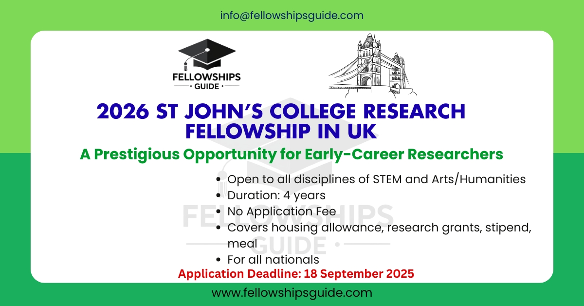 2026 St John’s College Research Fellowship in UK