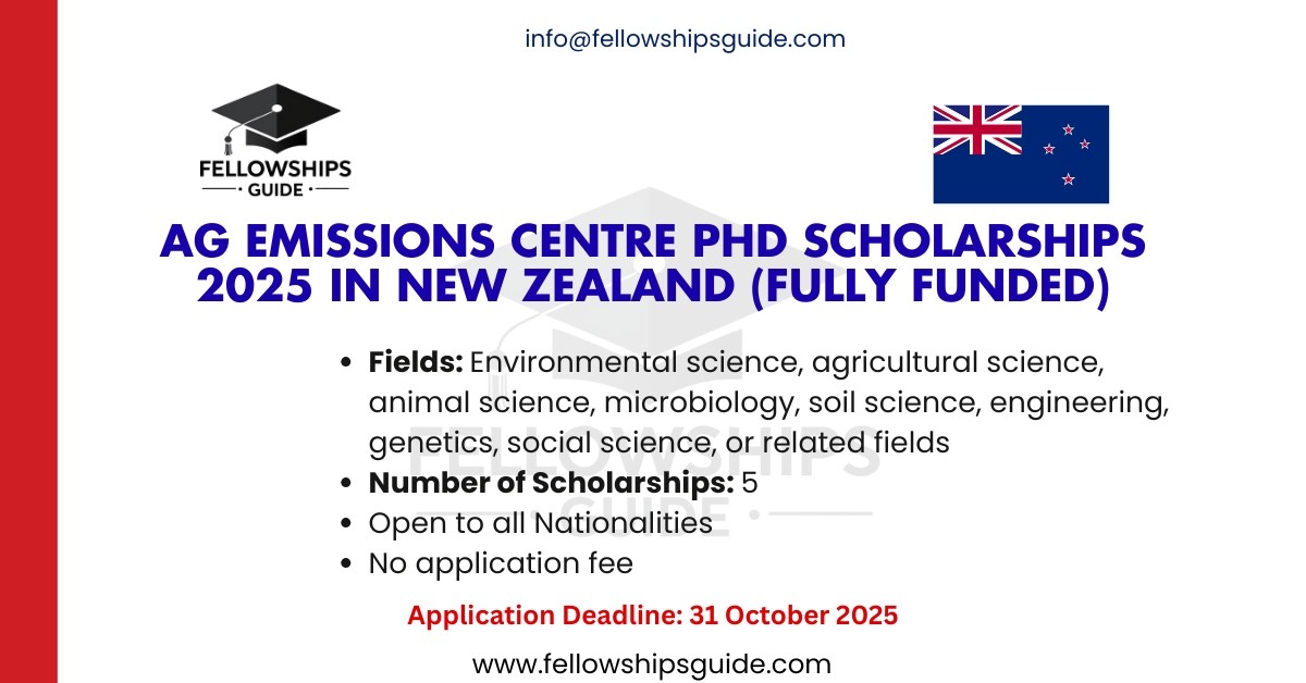 Ag Emissions Centre PhD Scholarships 2025 in New Zealand (Fully Funded)