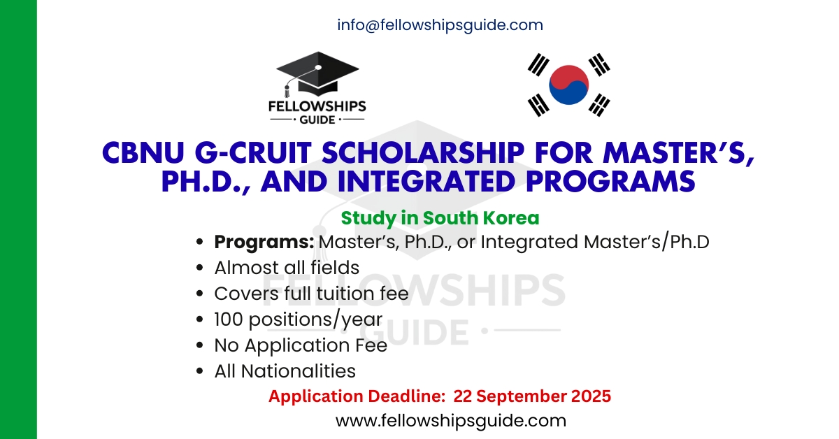 CBNU G-Cruit Scholarship for Master’s, Ph.D., and Integrated Programs