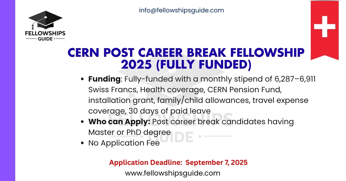 CERN Post Career Break Fellowship 2025 (Fully Funded)