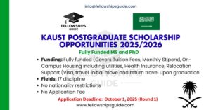 KAUST Postgraduate Scholarship Opportunities 2025/2026