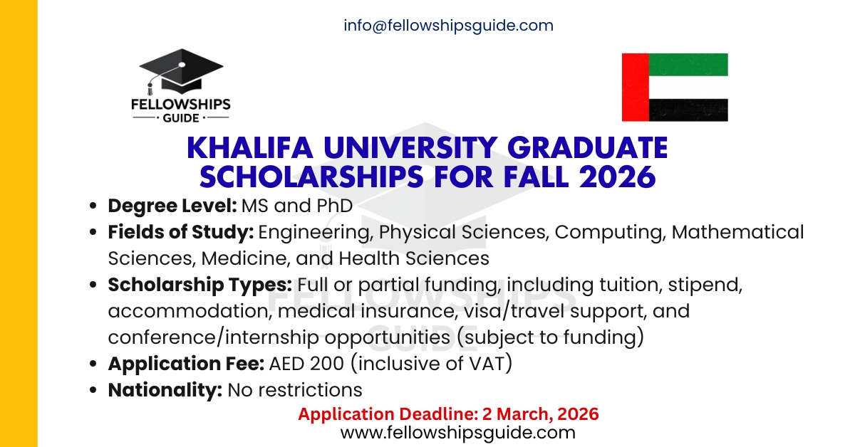 Khalifa University PhD and MS Scholarships for Fall 2026