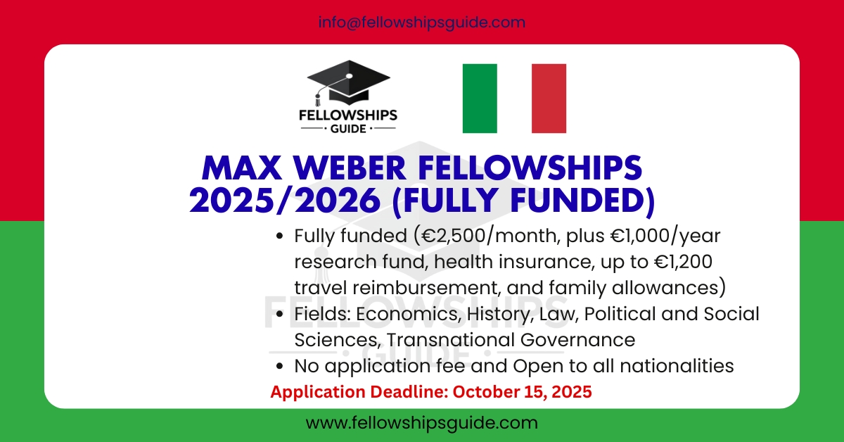 Max Weber Fellowships 2025/2026 (Fully Funded)