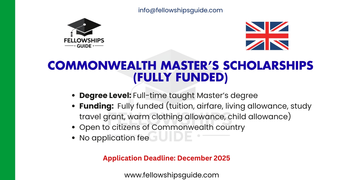 Commonwealth Master’s Scholarships (Fully Funded)