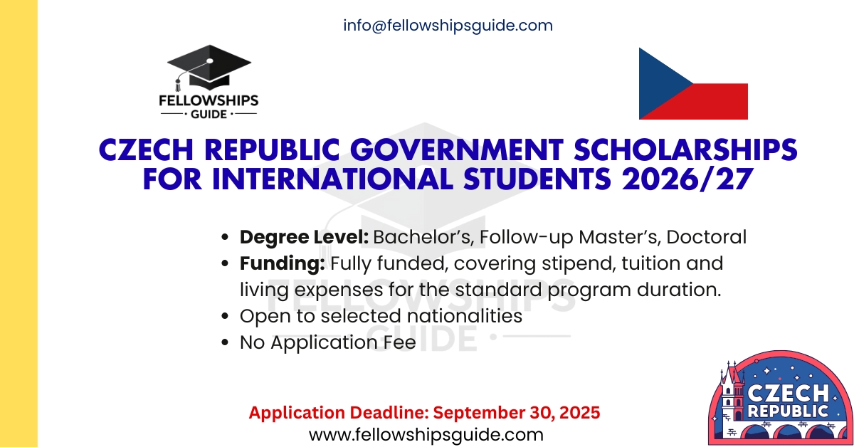 Czech Republic Government Scholarships for International Students 2026/27