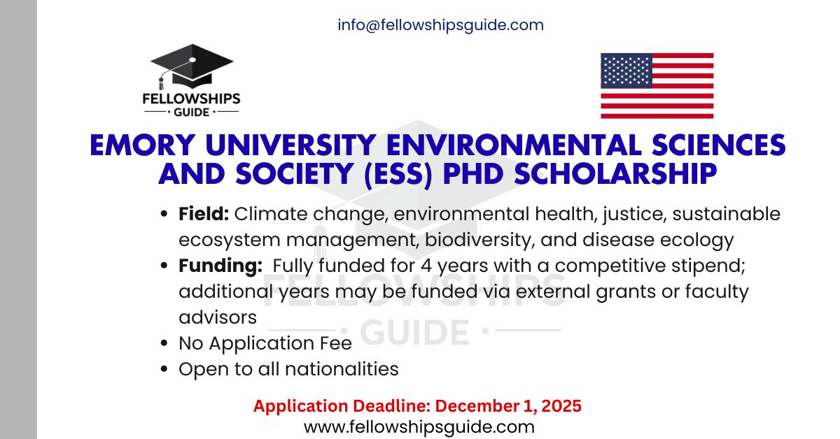 Emory University Environmental Sciences and Society (ESS) PhD Scholarship