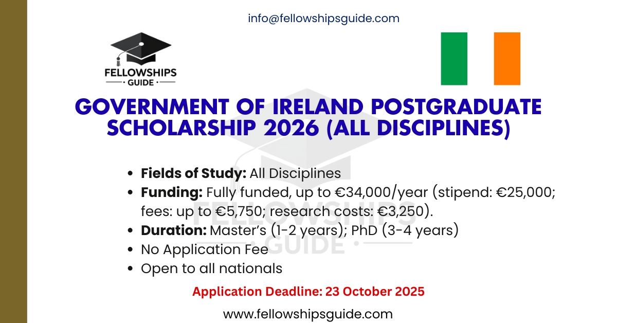 Government of Ireland Postgraduate Scholarship 2026 (All Disciplines)