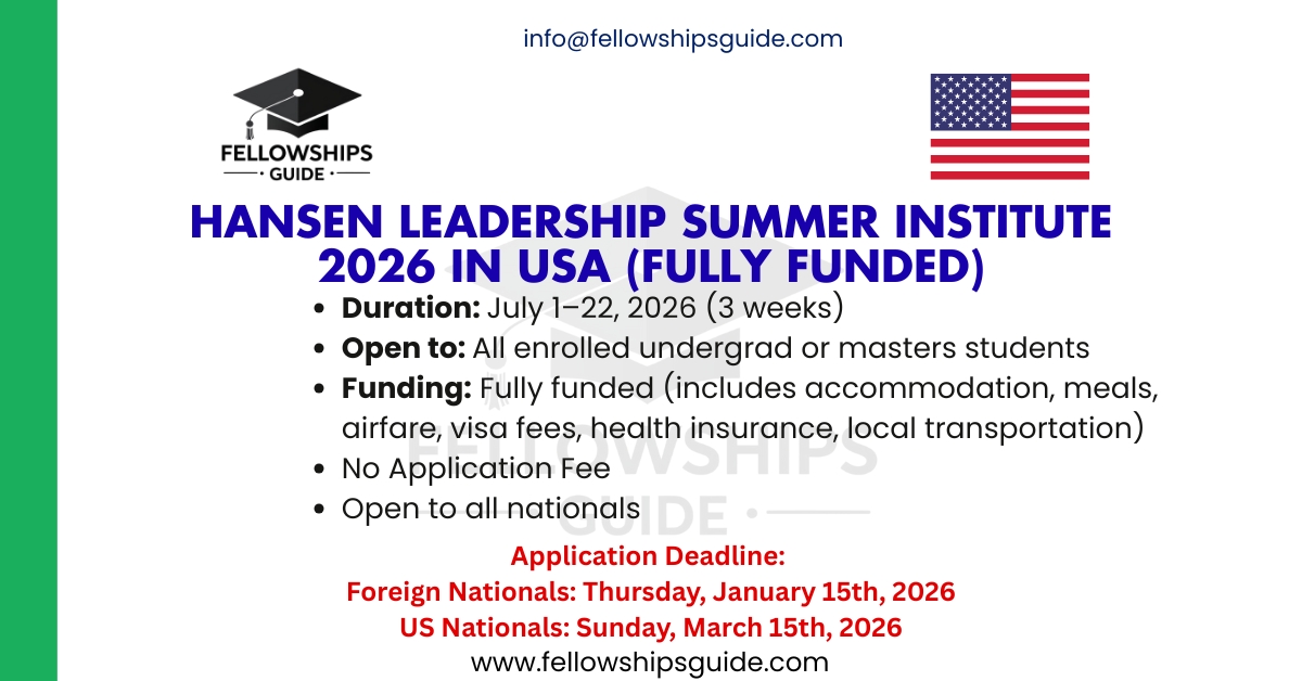Hansen Leadership Summer Institute 2026 in USA (Fully Funded)