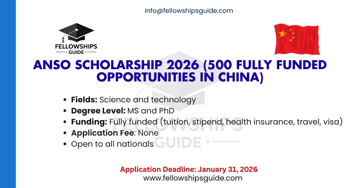 ANSO Scholarship 2026 (500 Fully Funded Opportunities in China)