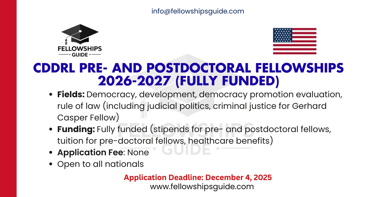 CDDRL Pre- and Postdoctoral Fellowships 2026-2027 (Fully Funded)