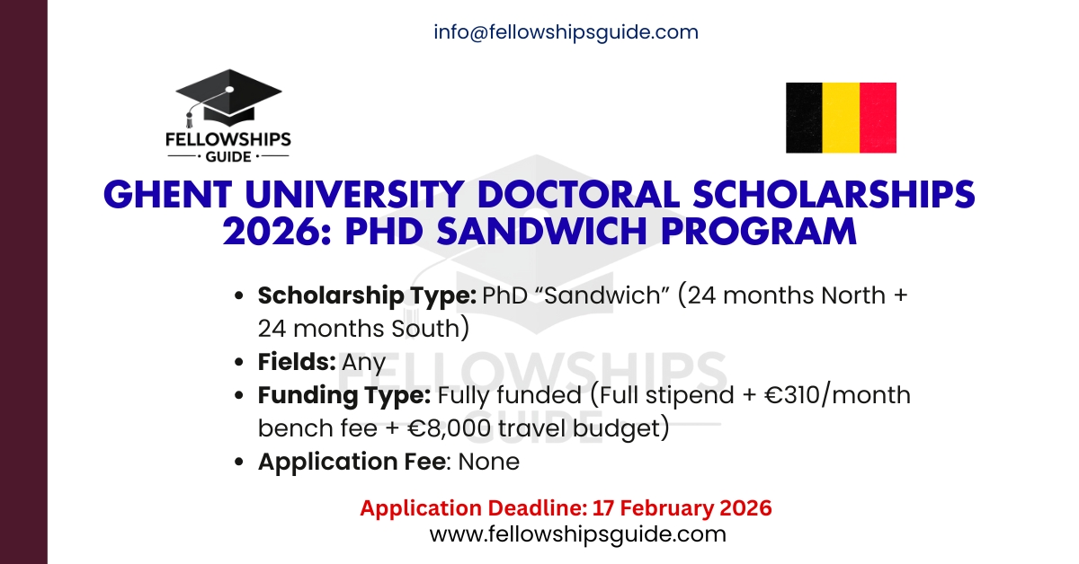 Ghent University Doctoral Scholarships 2026: PhD Sandwich Program
