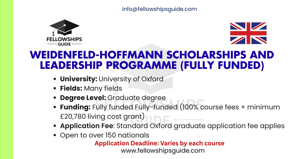 Weidenfeld-Hoffmann Scholarships and Leadership Programme (Fully Funded)