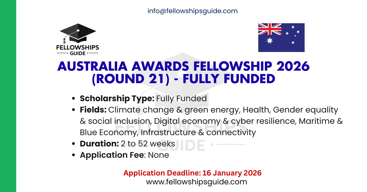 Australia Awards Fellowship 2026 (Round 21) - Fully Funded