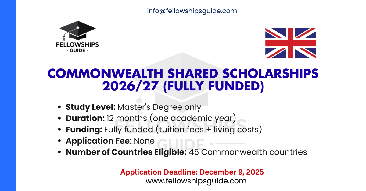 Commonwealth Shared Scholarships 2026/27 (Fully Funded)