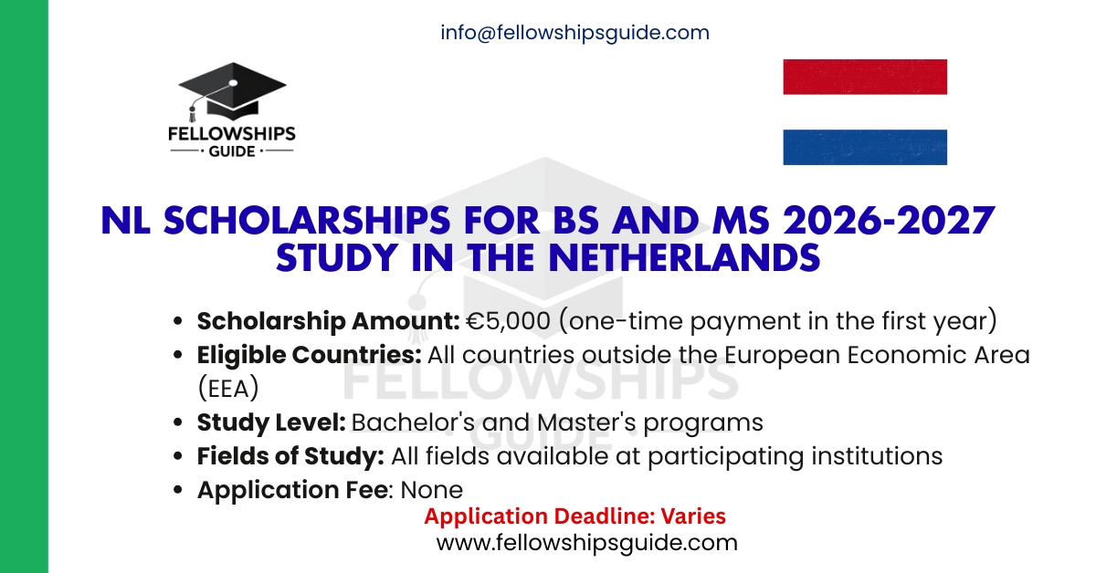 NL Scholarships for BS and MS 2026-2027: Study in the Netherlands