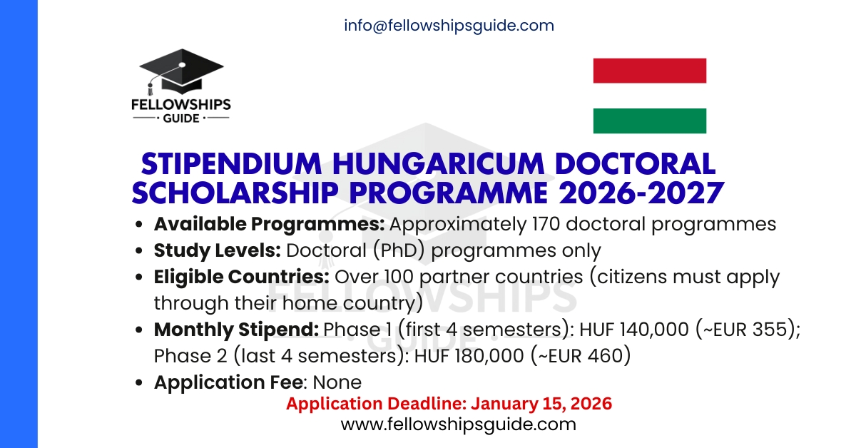 Stipendium Hungaricum Doctoral Scholarship Programme 2026-2027