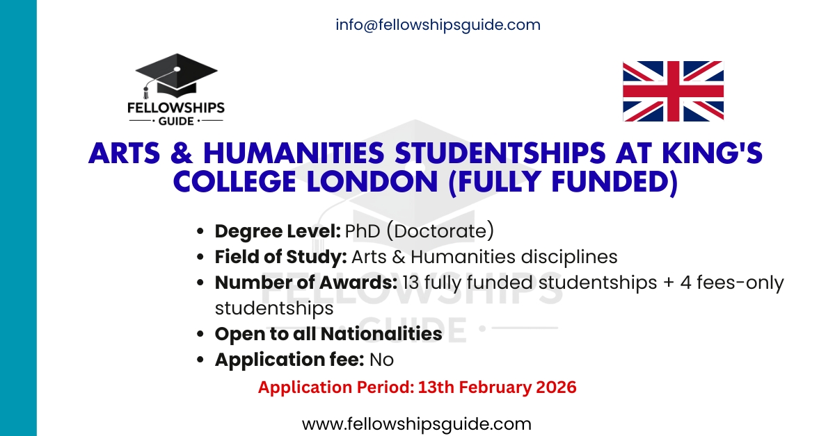 Arts & Humanities Studentships at King's College London (Fully Funded)