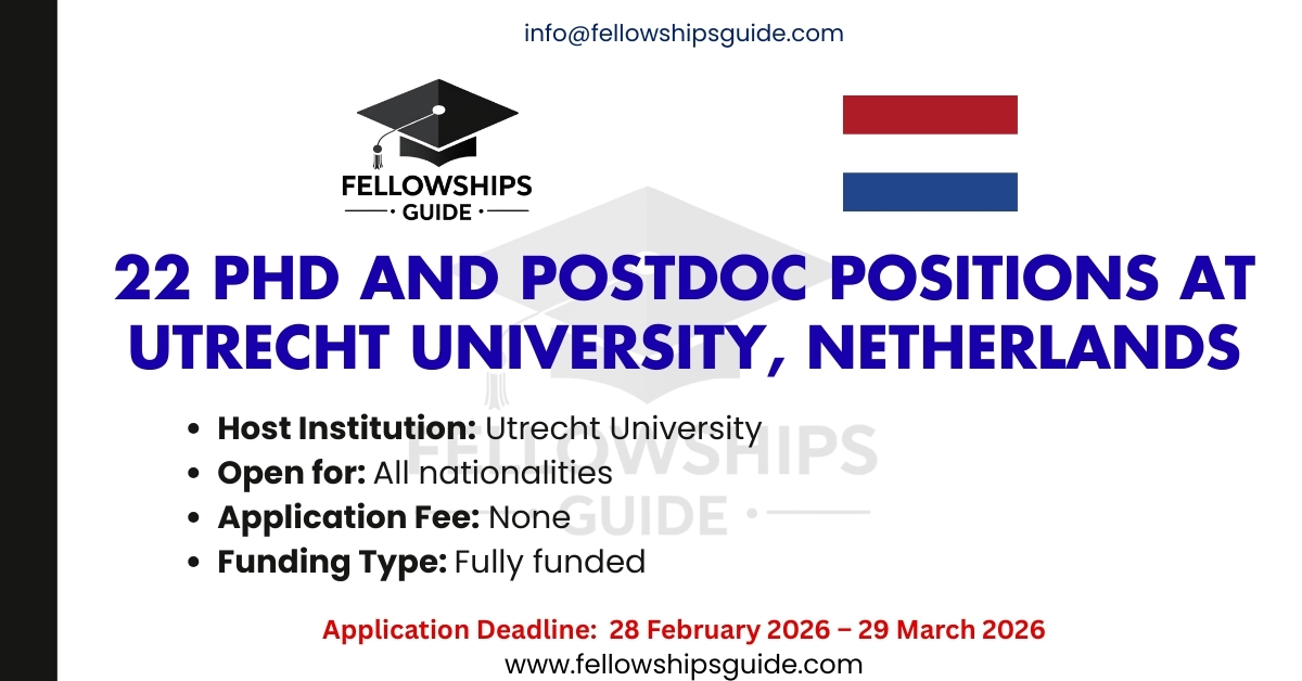22 PhD and Postdoc Positions at Utrecht University, Netherlands