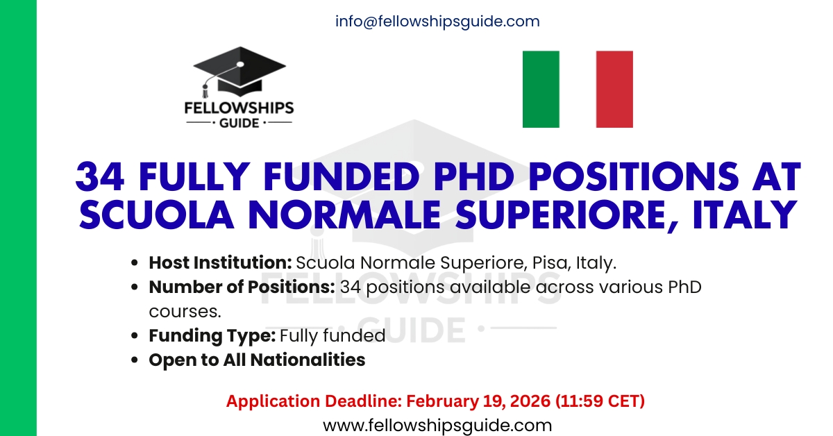 34 Fully Funded PhD Positions at Scuola Normale Superiore, Italy