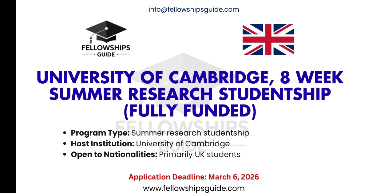 University of Cambridge, 8 Week Summer Research Studentship