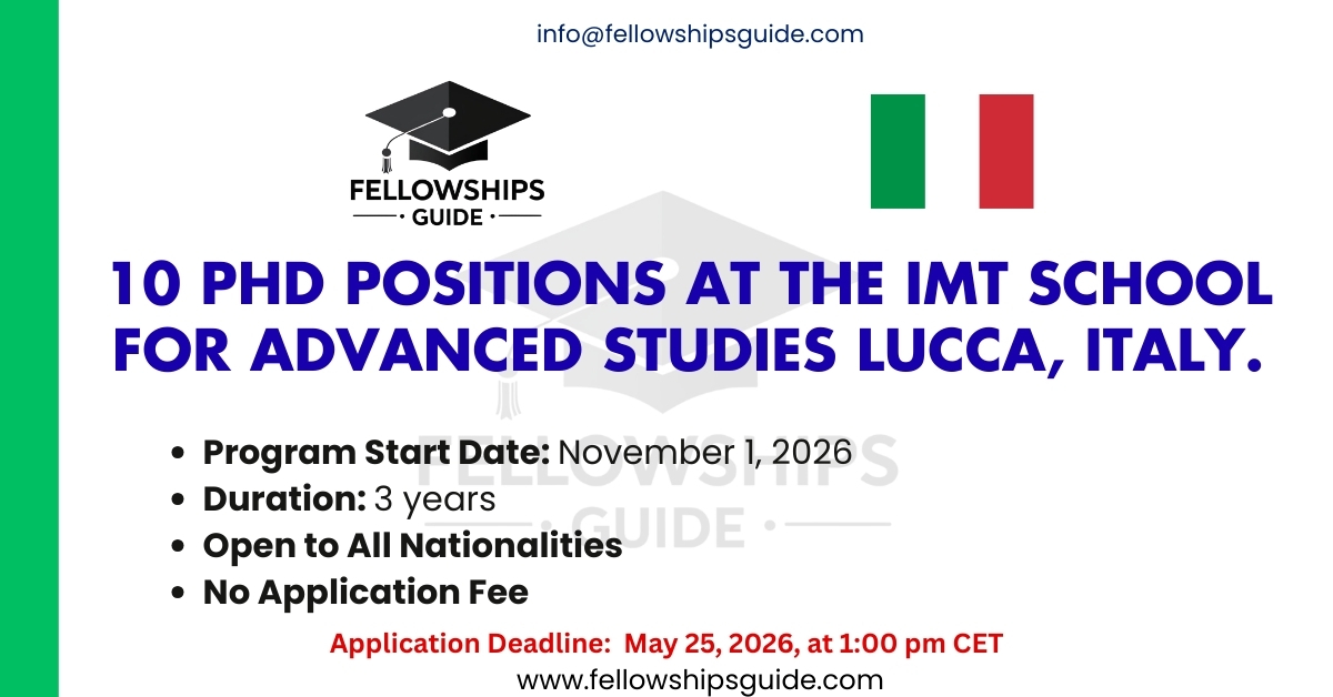 10 PhD positions at the IMT School for Advanced Studies Lucca, Italy.