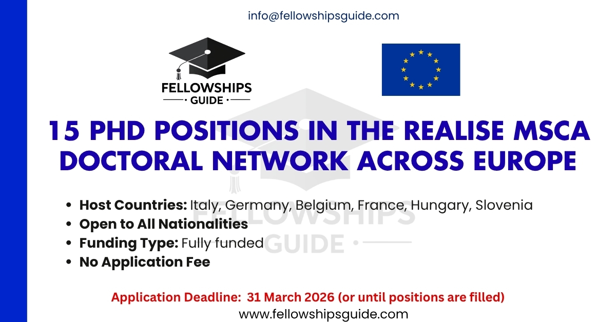 15 PhD positions in the REALISE MSCA Doctoral Network across Europe