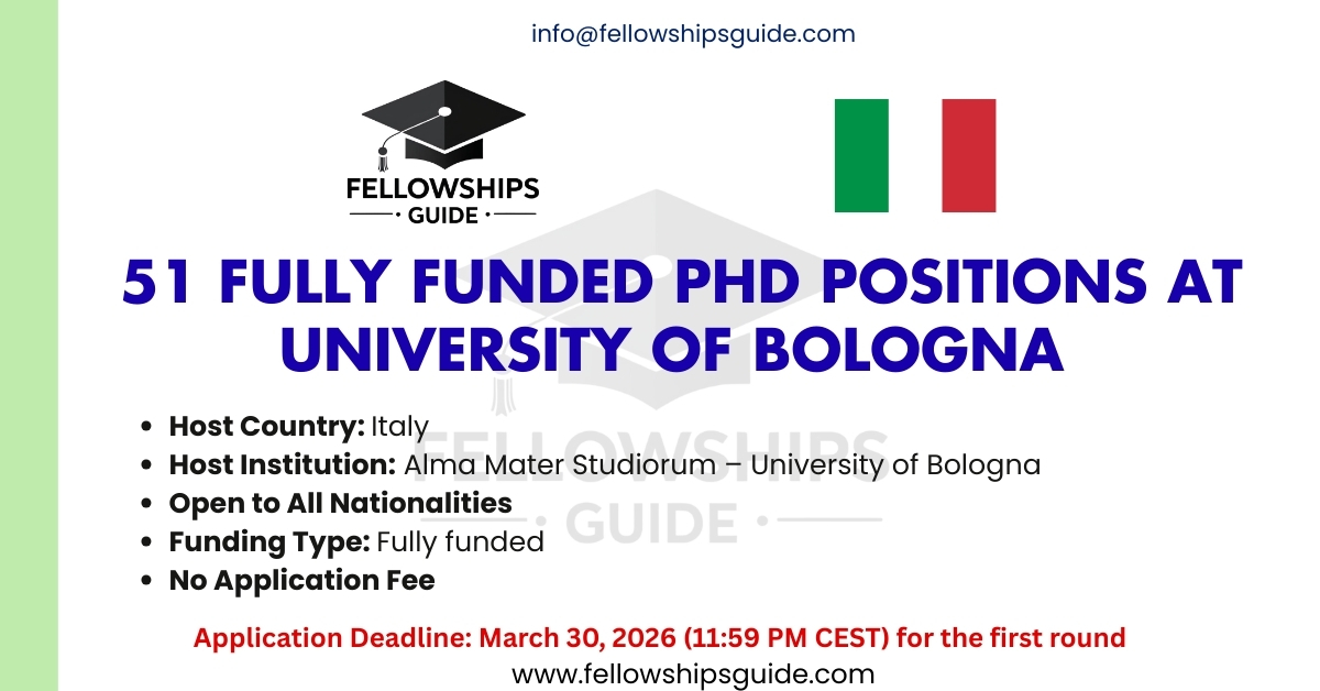 51 Fully Funded PhD Positions at University of Bologna