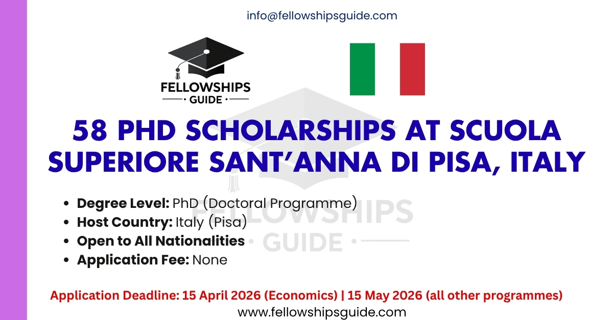 58 PhD Scholarships at Scuola Superiore Sant’Anna di Pisa, Italy