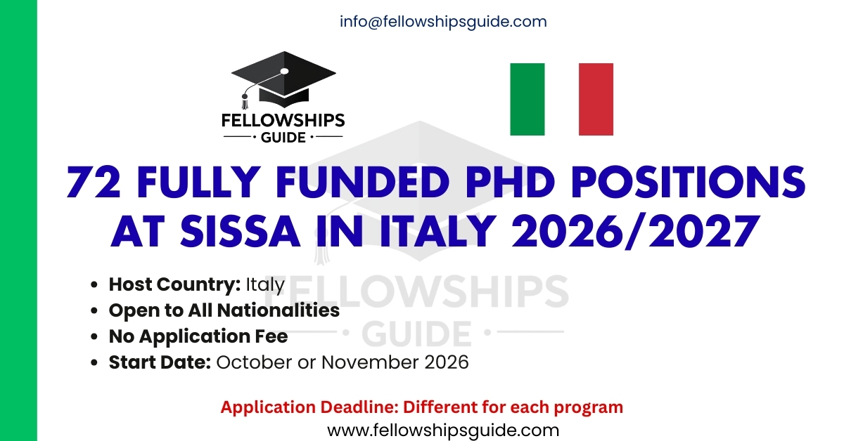 72 Fully Funded PhD Positions at SISSA in Italy 2026/2027