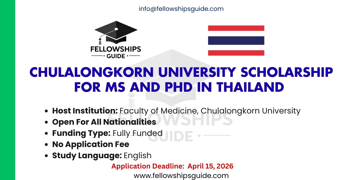 Chulalongkorn University Scholarship For MS and PhD in Thailand