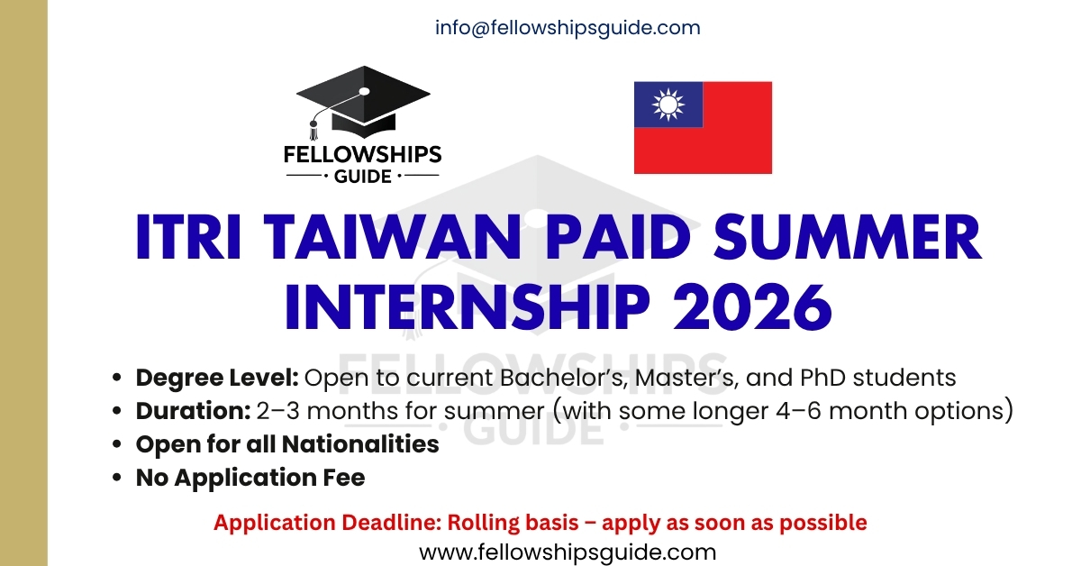 ITRI Taiwan Paid Summer Internship 2026