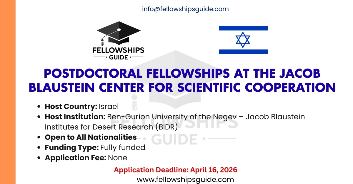 Postdoctoral Fellowships at the Jacob Blaustein Center for Scientific Cooperation
