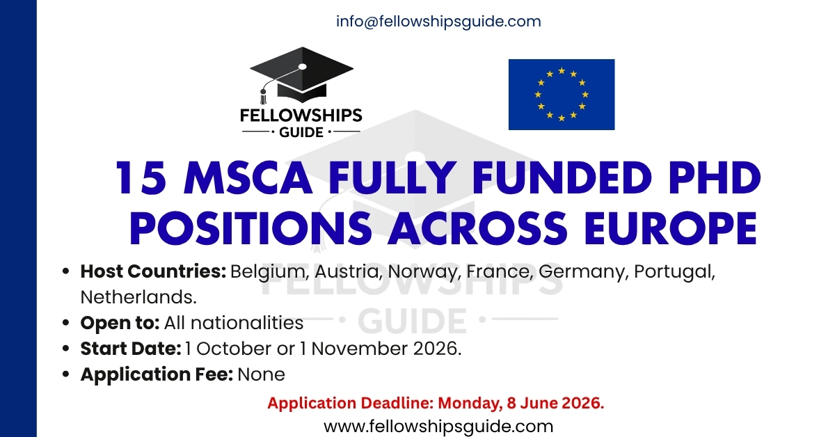 15 MSCA Fully Funded PhD Positions Across Europe