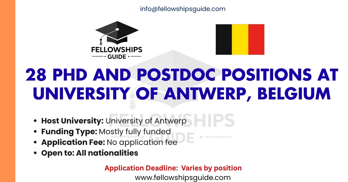 28 PhD and Postdoc Positions at University of Antwerp, Belgium