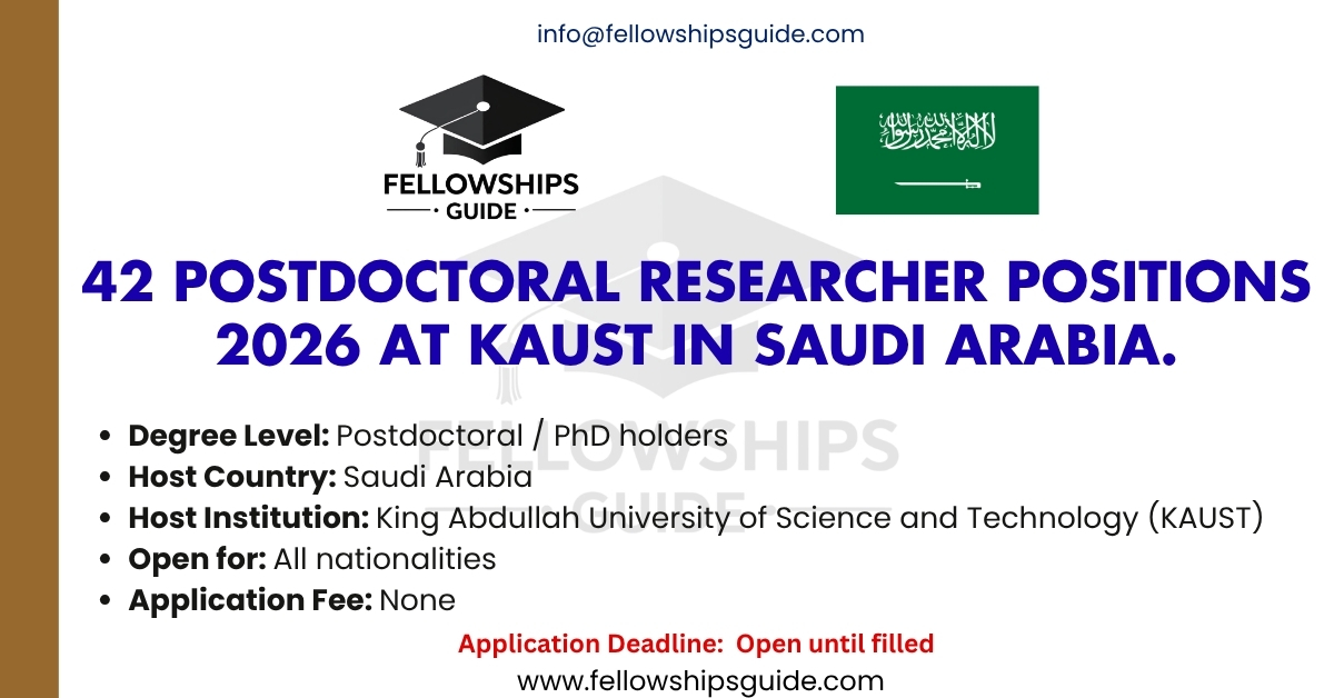 42 Postdoctoral Researcher Positions 2026 at KAUST in Saudi Arabia.