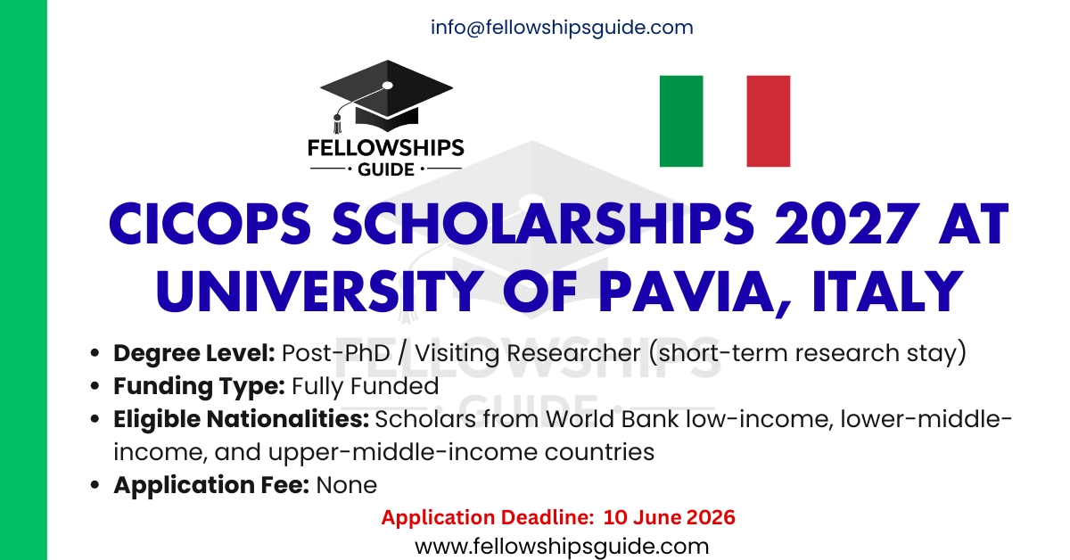 CICOPS Scholarships 2027 at University of Pavia, Italy