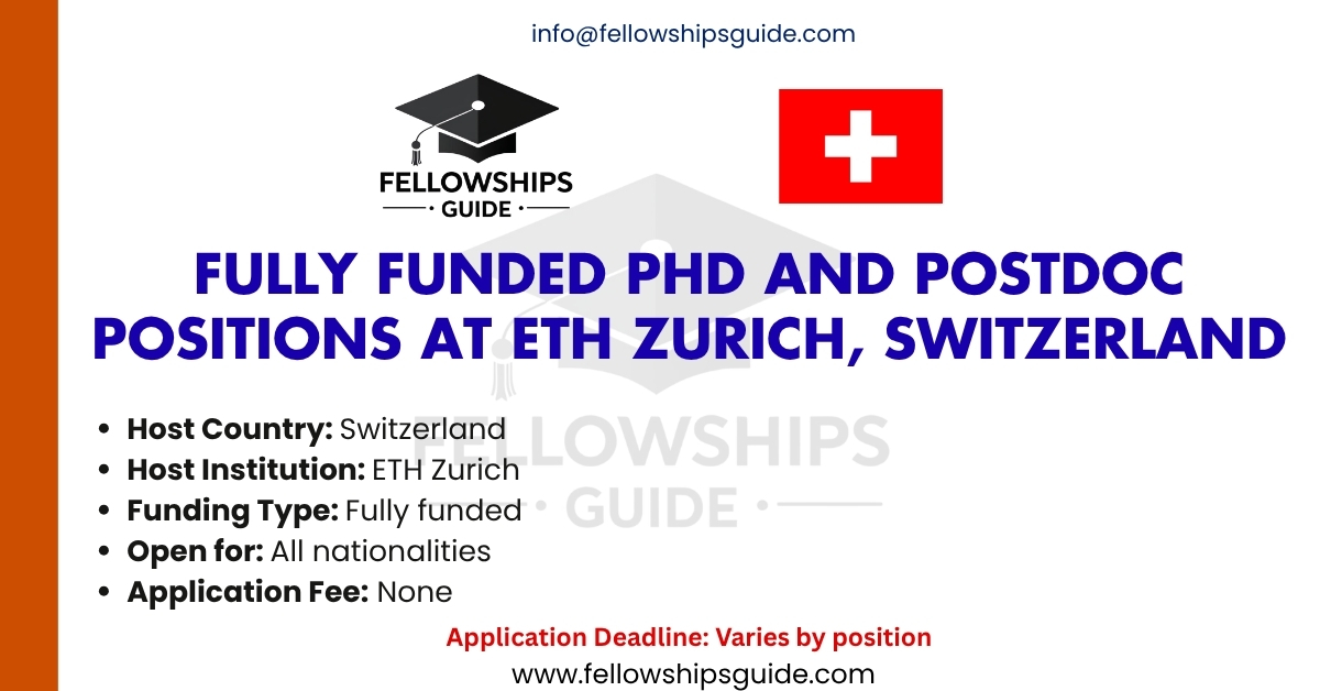 Fully Funded PhD and Postdoc Positions at ETH Zurich, Switzerland