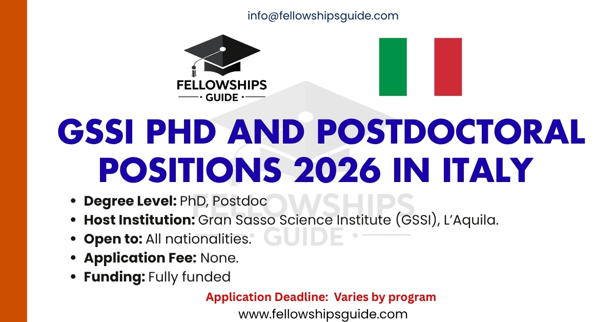 GSSI PhD and Postdoctoral Positions 2026 in Italy