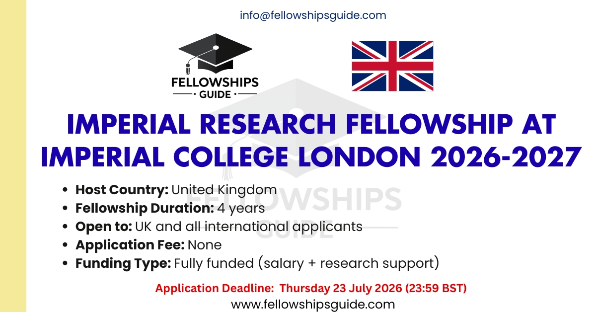 Imperial Research Fellowship at Imperial College London 2026-2027