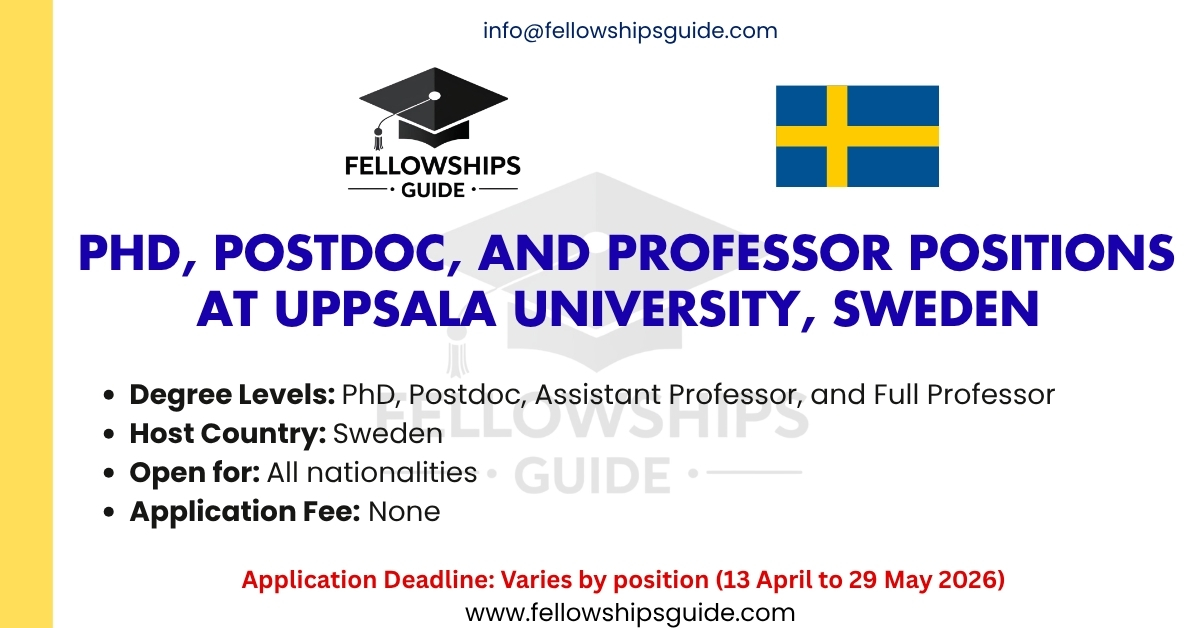 PhD, Postdoc, and Professor Positions at Uppsala University, Sweden