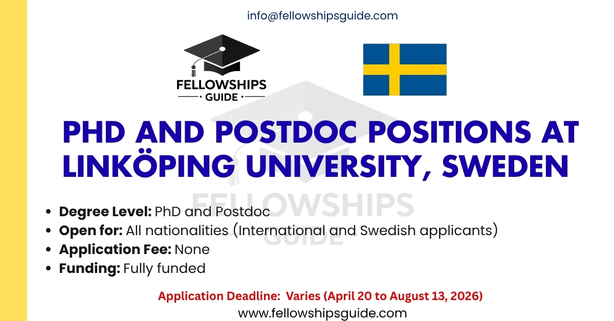 PhD and Postdoc Positions at Linköping University, Sweden