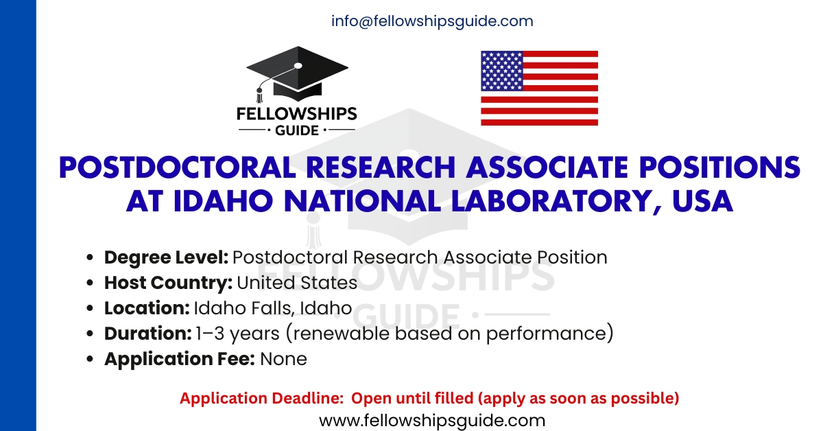 Postdoctoral Research Associate Positions at Idaho National Laboratory, USA
