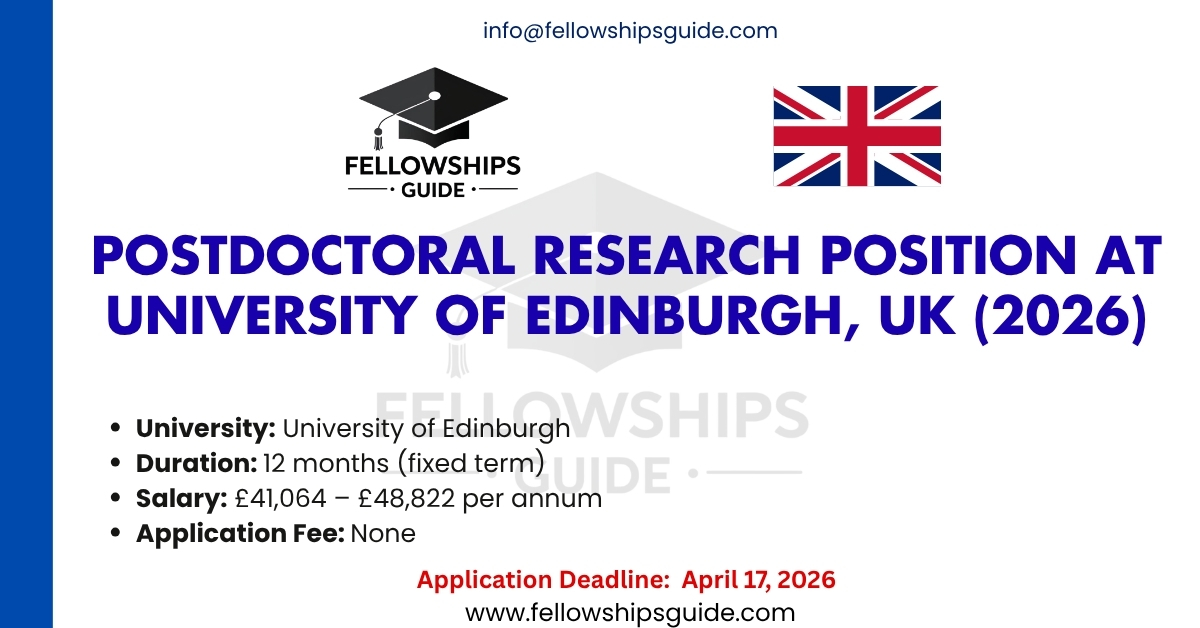 Postdoctoral Research Position at University of Edinburgh, UK (2026)